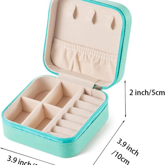 NEW Small Zippered Jewelry Box, Tiffany Blue/Turquoise - Picture 6 of 13